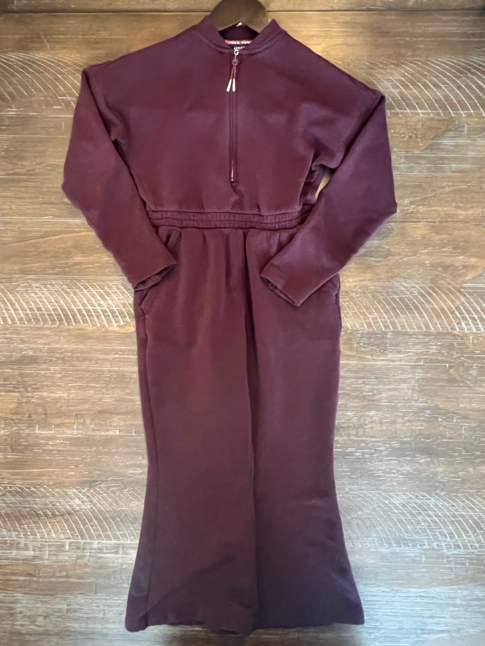 Athleta Girl Girls 6 Burgundy Long Sleeve Wide Leg Jumpsuit